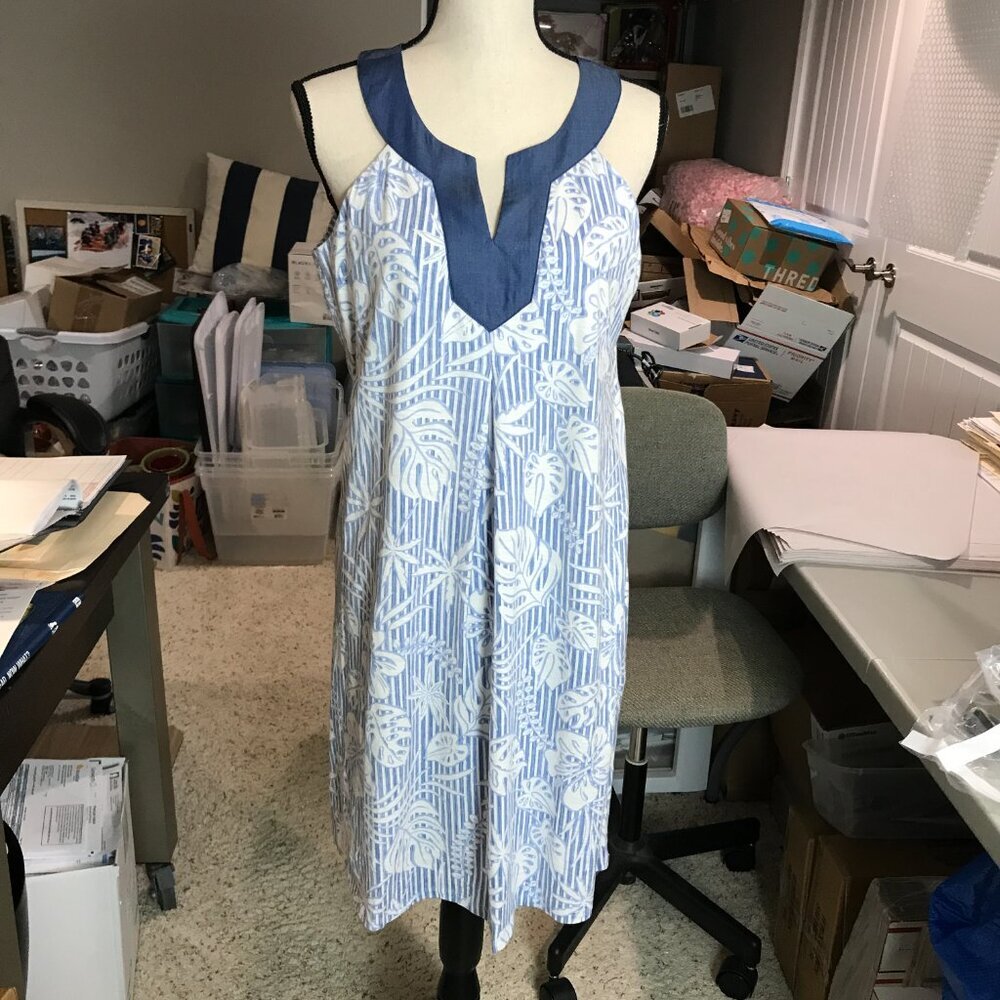 Women's Tommy Bahama Sleeveless Blue/white dress Size M